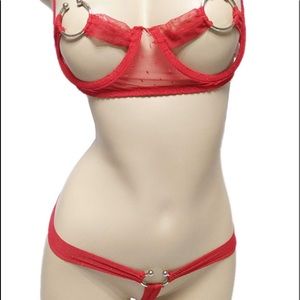 Women Open Cup Bikini Lace Sheer Swimwear 2 pcs.